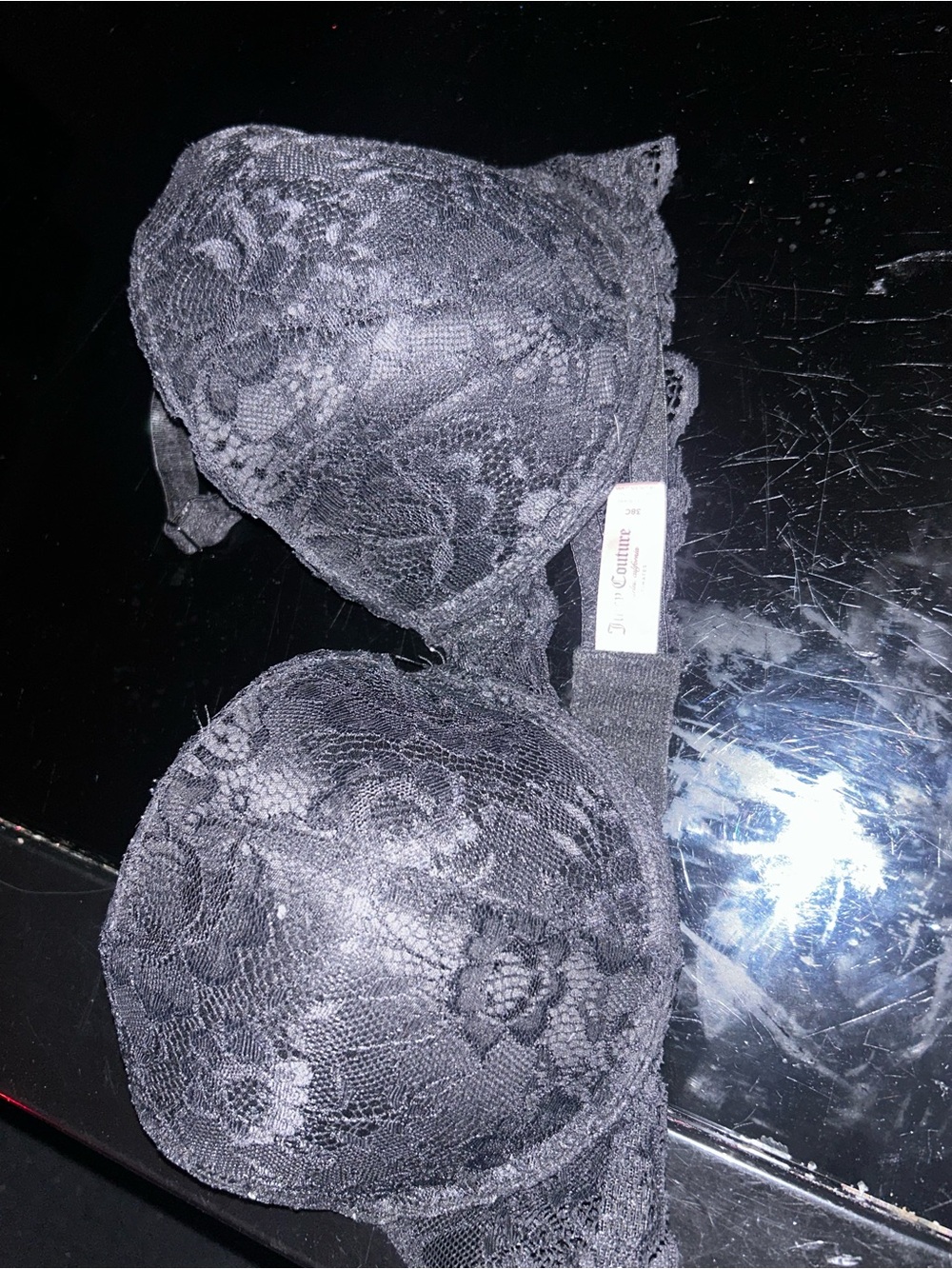 Juicy Couture Black Lace Underwire Bra and purple bralette $5 each